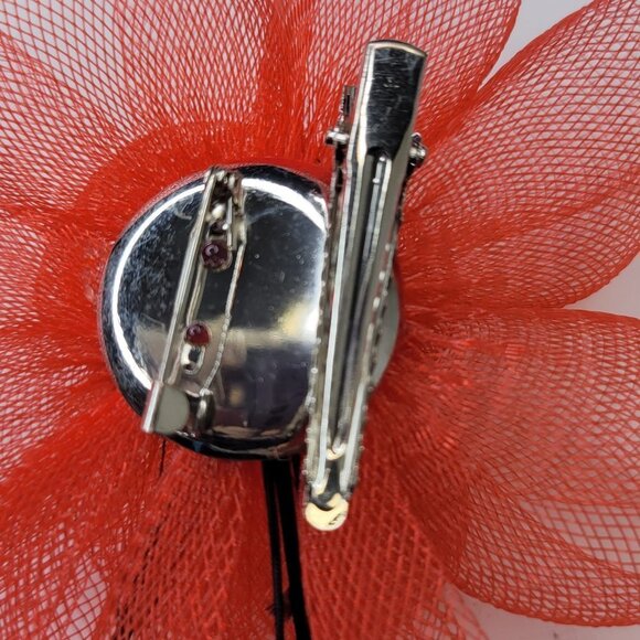Red Floral Fascinator Hair Clip Flower Corsage Flower Floral Hair Accessory - Picture 3 of 9